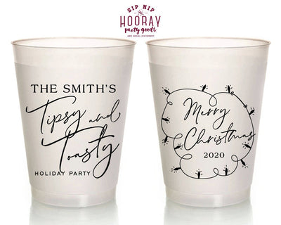 Tipsy and Toasty Merry Christmas Party Frosted Cups 16oz