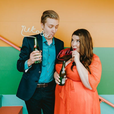 Custom Bride and Groom Name Straws