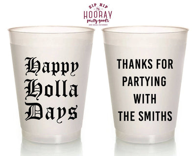 Happy Holla Days 16oz Christmas Party Frosted Cups Reusable Funny Holiday Party Cups