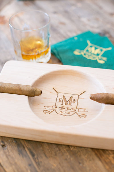 Engraved Double Cigar Ashtray