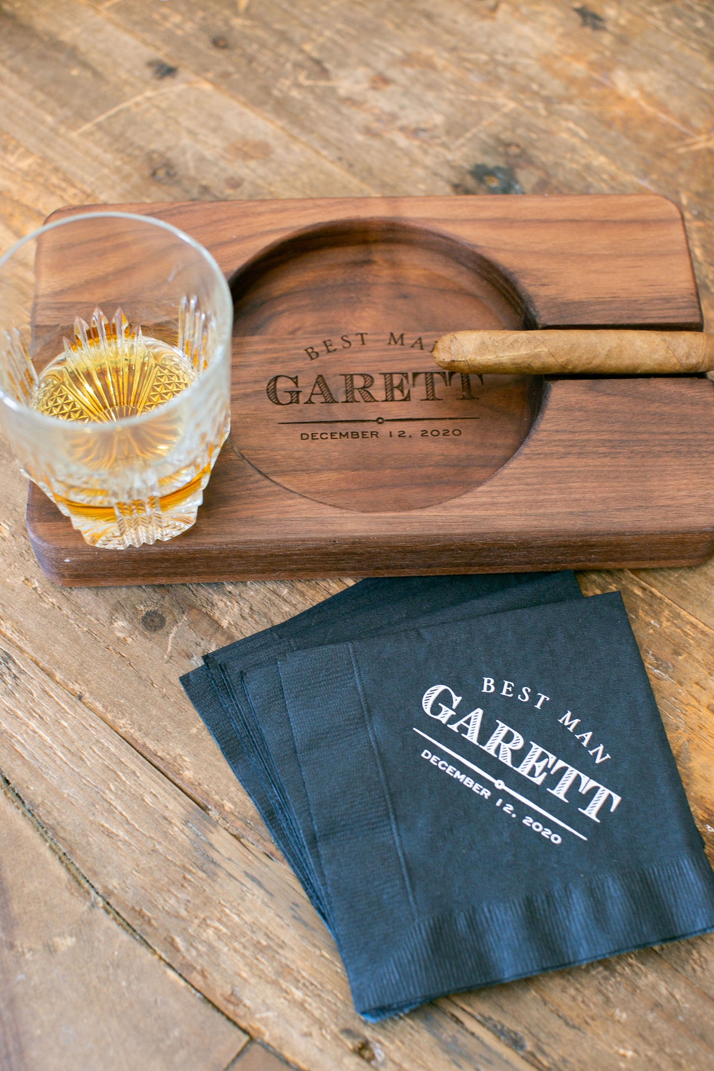 Engraved Double Cigar Ashtray
