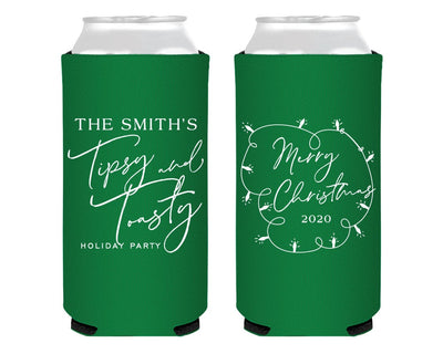 Custom Holiday Foam Slim Can Cooler