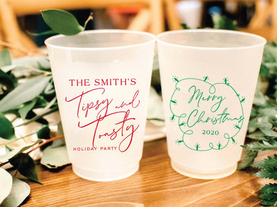 Tipsy and Toasty Merry Christmas Party Frosted Cups 16oz