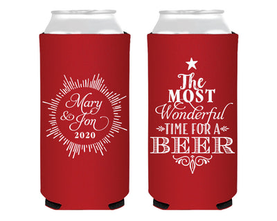 Most Wonderful Time For A Beer Holiday Foam Slim Can Coolers