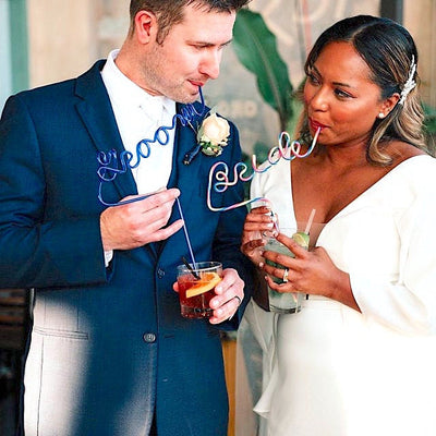 Custom Bride and Groom Name Straws