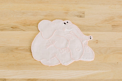 Elephant Embroidered Cocktail Napkins, 100% Linen