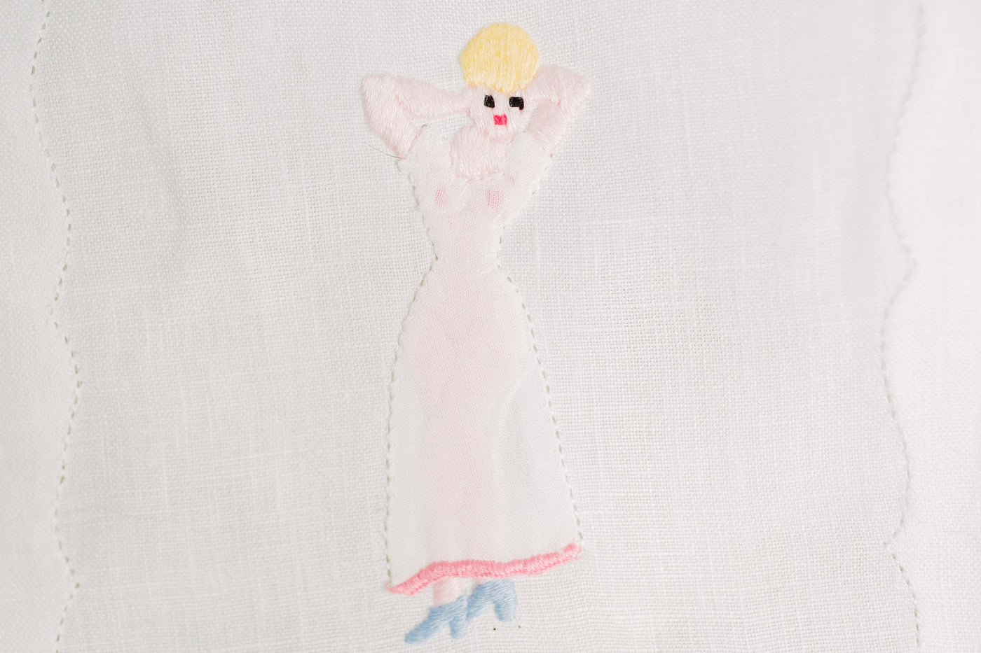 French Girls Embroidered Linen Cocktail Napkins