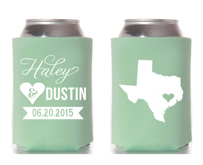 Texas State Wedding Can Cooler #1101