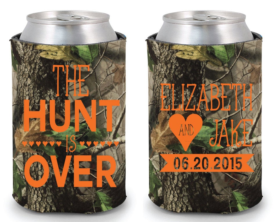 The Hunt is Over Rustic Wedding Can Coolers