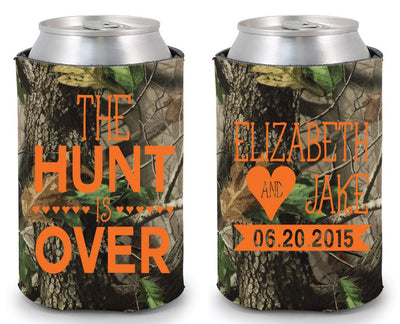 The Hunt is Over Rustic Wedding Can Coolers