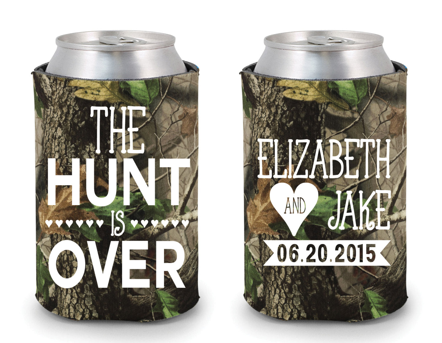 The Hunt is Over - Slim 12oz Wedding Can Cooler #133S - Wedding