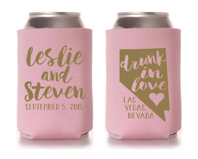 Drunk In Love State Wedding Can Cooler Design #1026