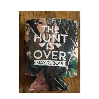 The Hunt is Over Camo Wedding Can Coolers