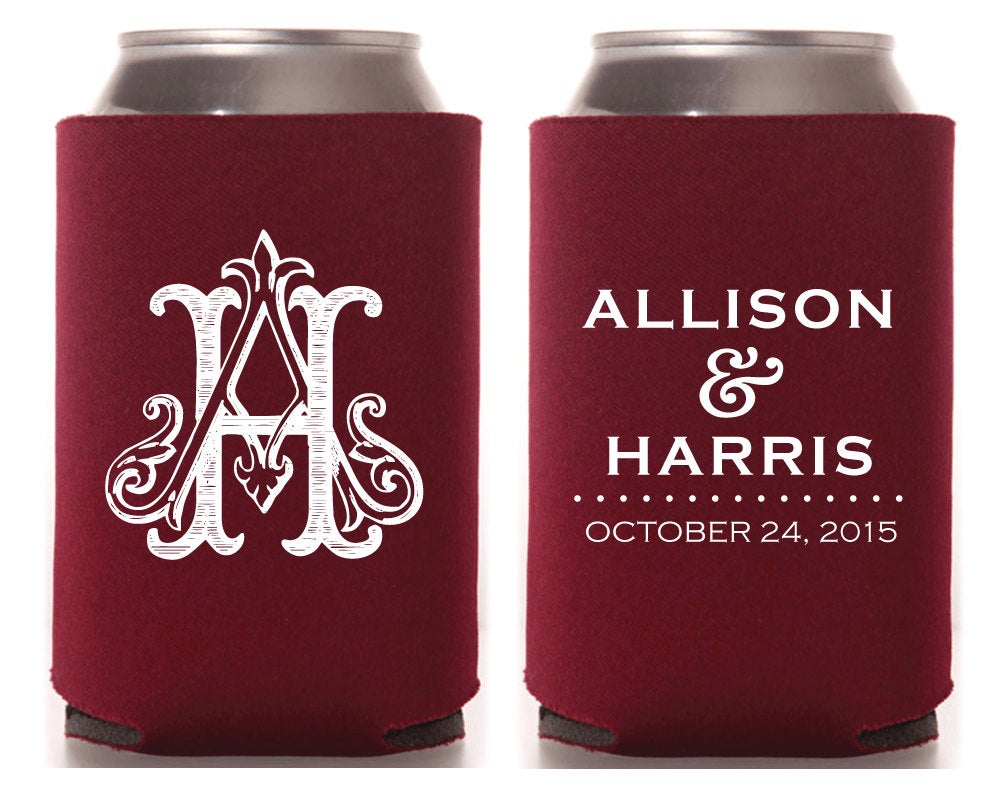 Monogrammed Wedding Logo Can Coolers