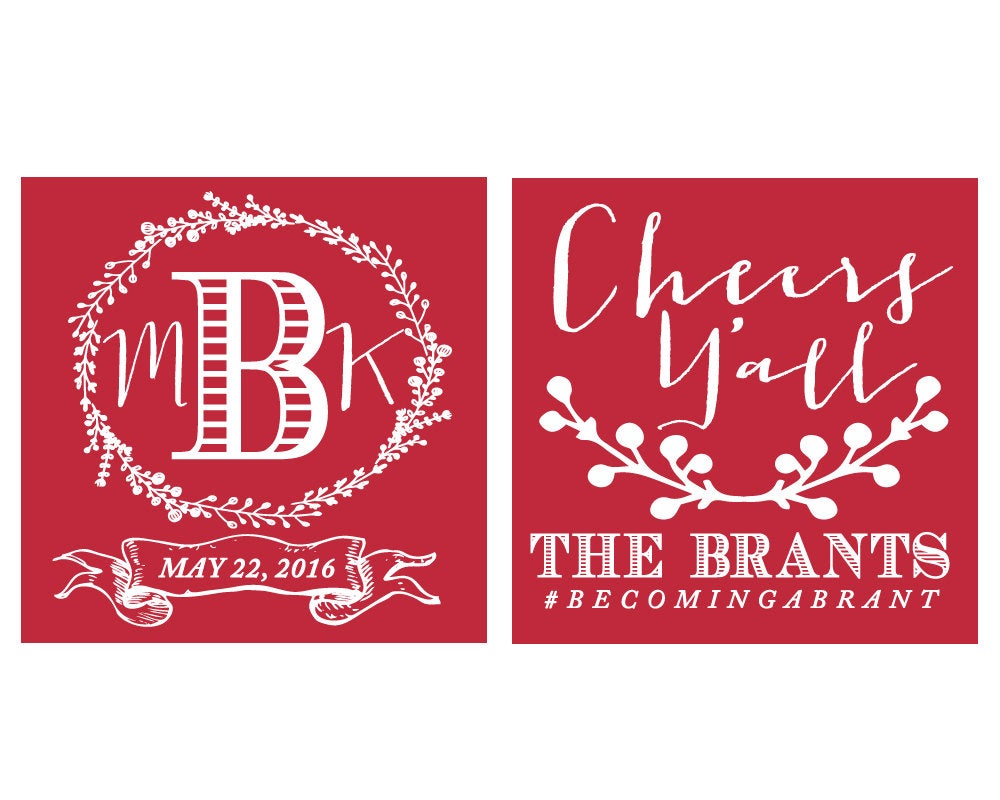 Custom Cheers Y'all Monogram Can Cooler Design #1024