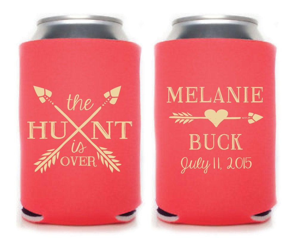 The Hunt is Over Wedding Can Coolers