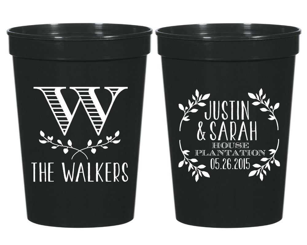 Floral Monogram Stadium Cups #1055