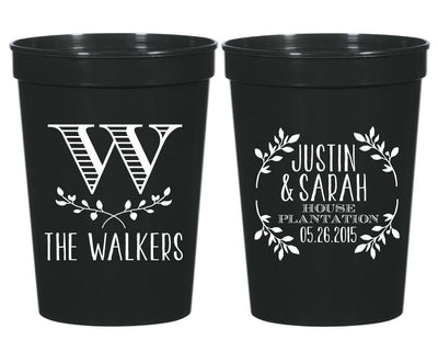 Floral Monogram Stadium Cups #1055