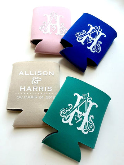 Monogrammed Wedding Logo Can Coolers