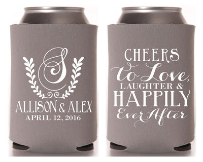 Love Laughter Happily Ever After Wedding Can Coolers #1072
