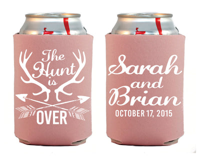 The Hunt is Over Rustic Wedding Can Coolers