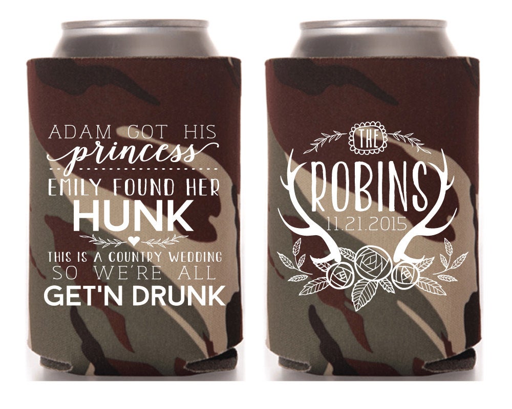 Personalized Floral Antler Can Cooler Design #1133