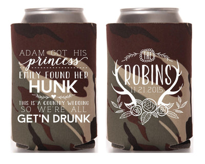 Personalized Floral Antler Can Cooler Design #1133