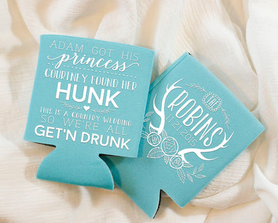 Princess and Hunk Antler Can Coolers Design #1133
