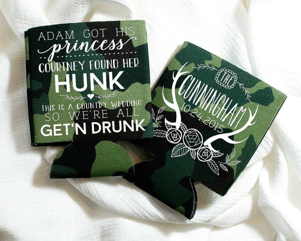 Princess and Hunk Antler Can Coolers Design #1133