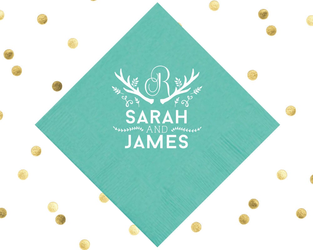 Deer Antler Wedding Shower Beverage Napkins #1279, #1028