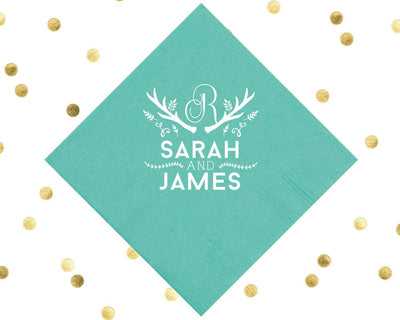 Deer Antler Wedding Shower Beverage Napkins #1279, #1028