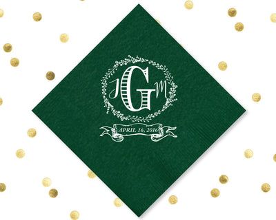 Custom Wedding Crest Cocktail Napkins Design #1024