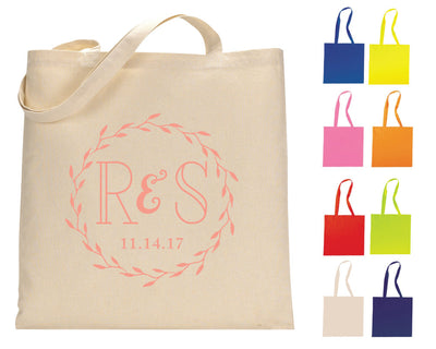 Custom Wreath Initials Tote Bags #1162, #1322