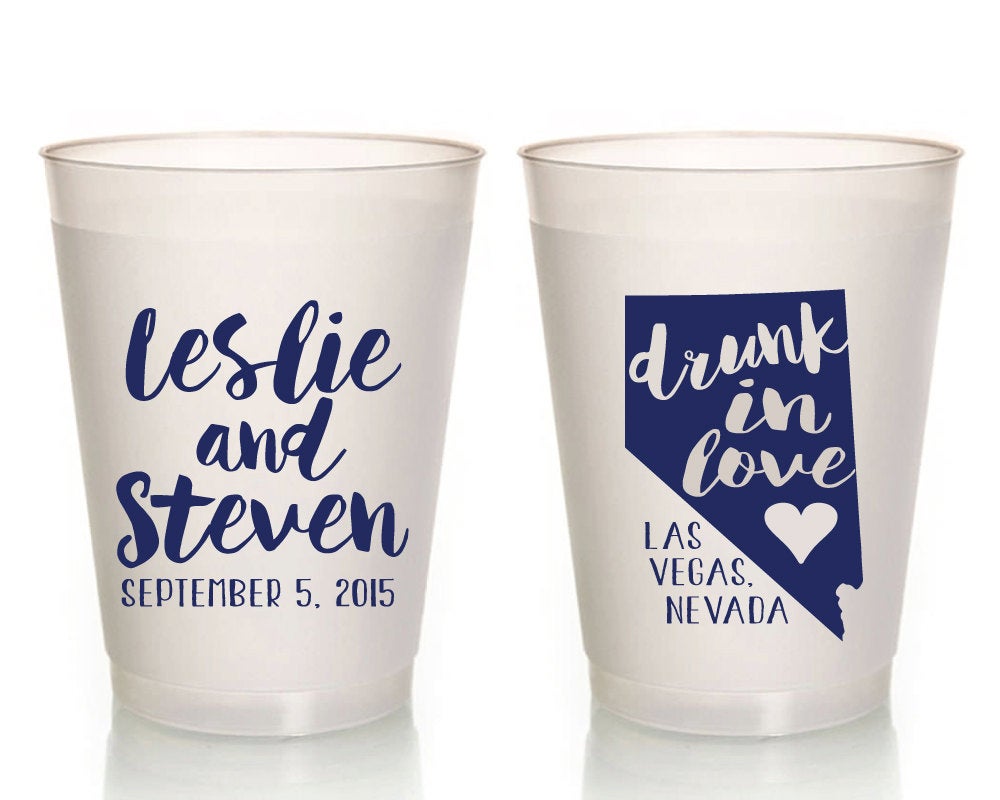 Drunk in Love State Wedding Frosted Cups #1026