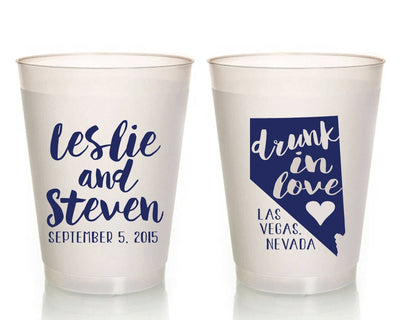 Drunk in Love State Wedding Frosted Cups #1026