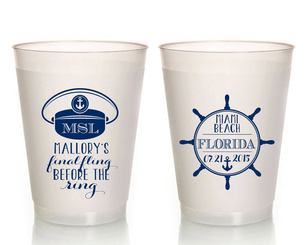 Final Fling Bachelorette Party Nautical Frosted Cups, #1004