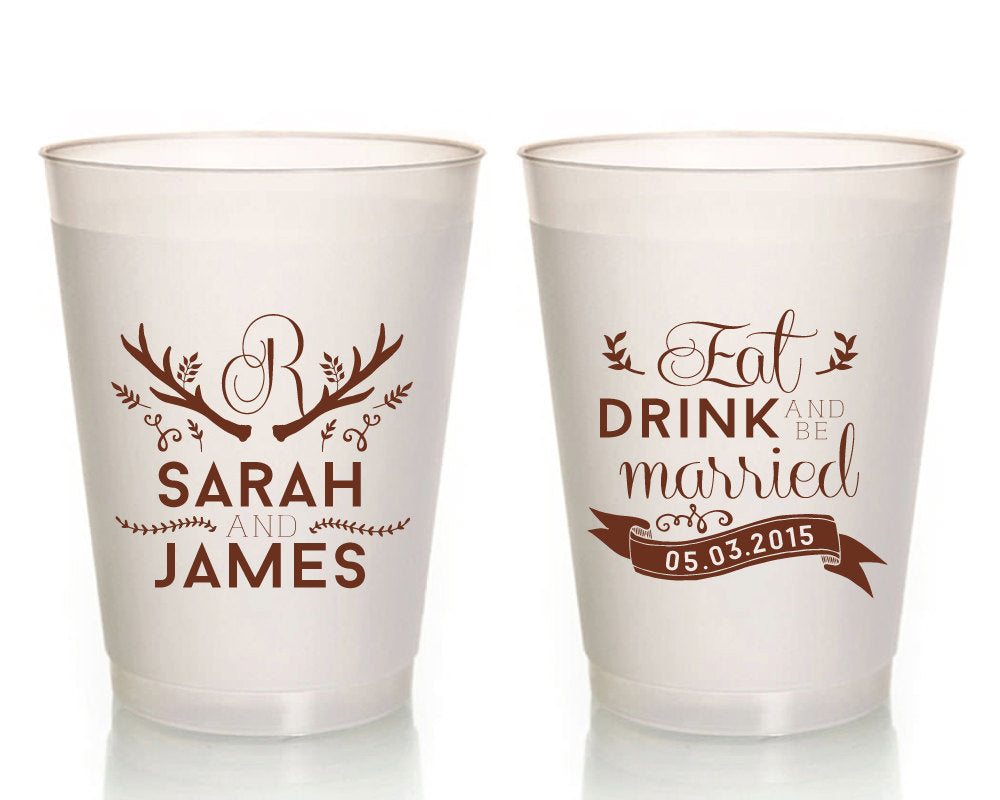 Eat Drink and Be Married Rustic Frosted Cups #1028