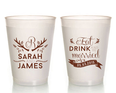 Eat Drink and Be Married Rustic Frosted Cups #1028