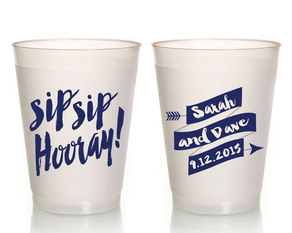 Sip Sip Hooray Wedding Frosted Cups Design #1096