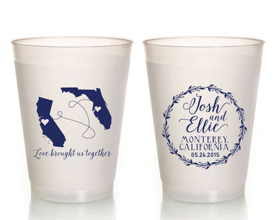 State to State Wedding Wreath Frosted Cup Design #1066