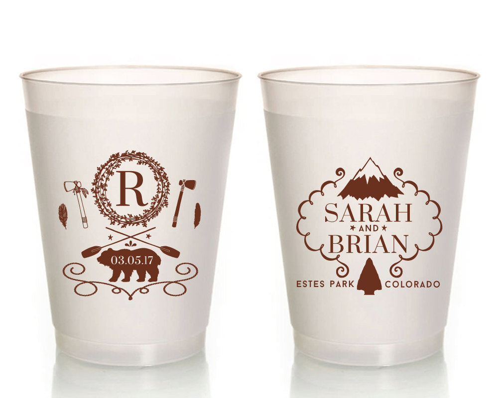 Rustic Mountain Wedding Frosted Cups #1157