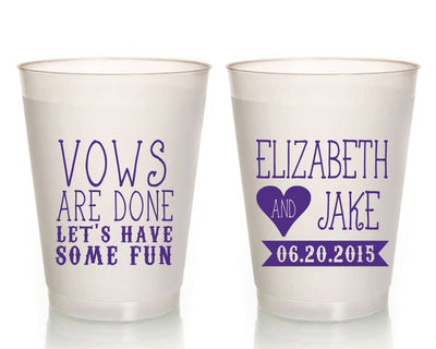 Vows are Done Wedding Reception Frosted Cups #1117