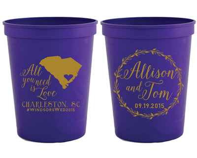 All You Need is Love Wedding Favor Stadium Cups, #1168
