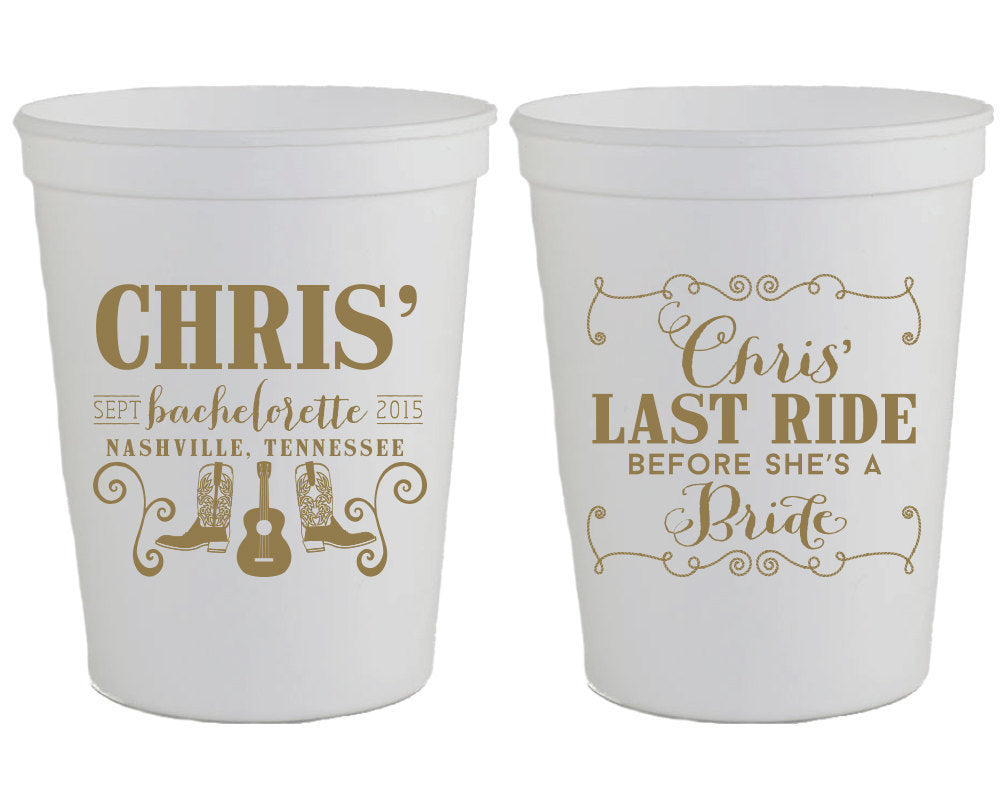 Last Ride Boots Bachelorette Party Stadium Cups , #1185