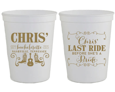 Last Ride Boots Bachelorette Party Stadium Cups , #1185