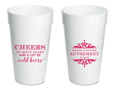 Cheers Personalized Wedding Foam Cup Design #1230
