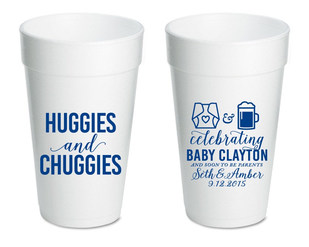 Huggies and Chuggies Baby Shower Foam Cups #1195