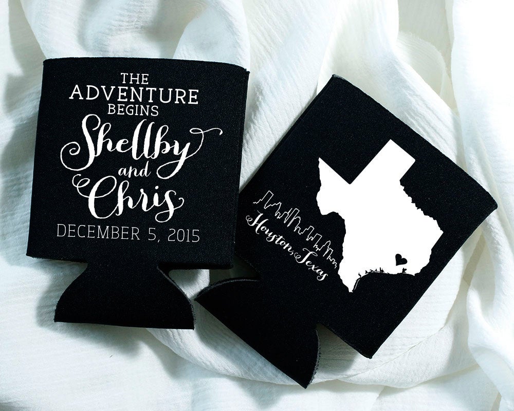 Choose Your Own State Custom Wedding Can Cooler Design #1227
