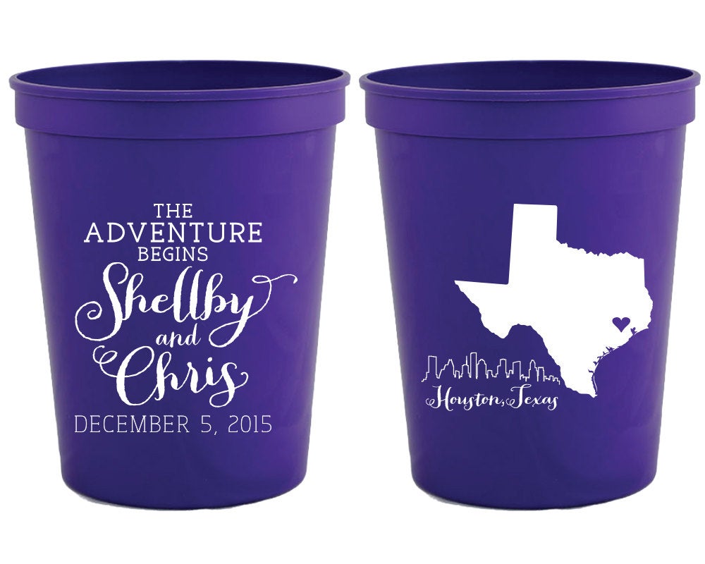 The Adventure Begins Destination Wedding Stadium Cups #1227