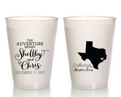 Let The Adventure Begin  State Wedding Frosted Cup Design #1227